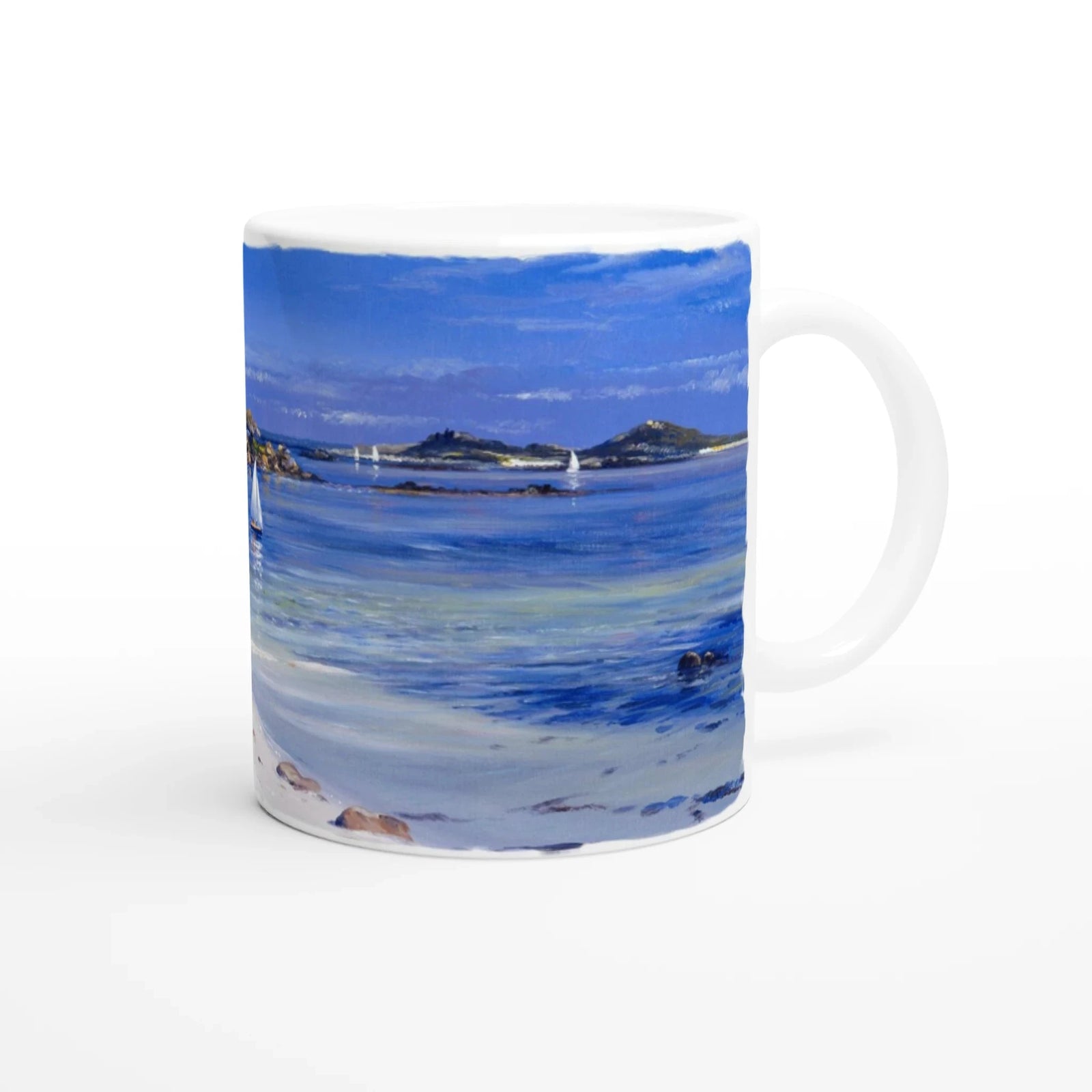 Ted Dyer Ceramic Cornish Art Mug. Paintings on Mugs Range. Tresco Island, Isles of Scilly, Cornwall Ted Dyer
