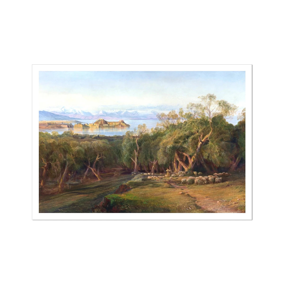 Corfu from Ascension, Corfu by Edward Lear. Greece Artwork Open Edition Art Print. Greek Art Gallery Historic Art Print Edward Lear