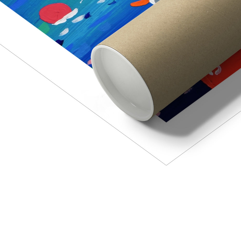 John Dyer Fine Art Print. Open Edition Cornish Art Print. 'A Day out in Fowey'. Cornwall Art Gallery