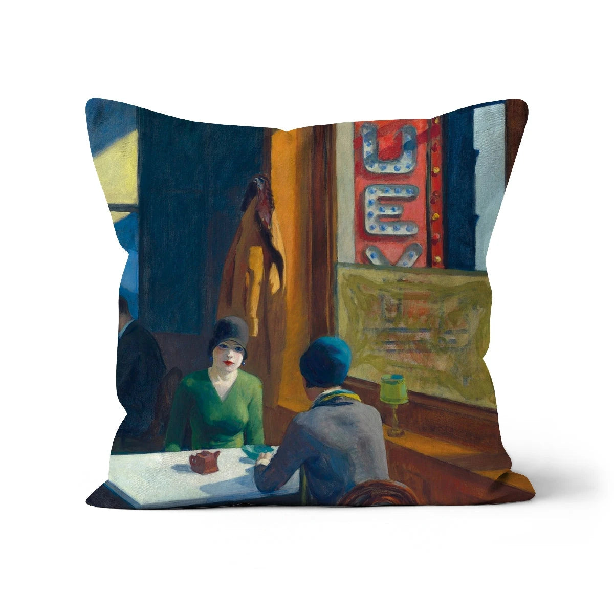 Chop Suey 1929 (Cafe Scene). Classic Art Cushion by Edward Hopper
