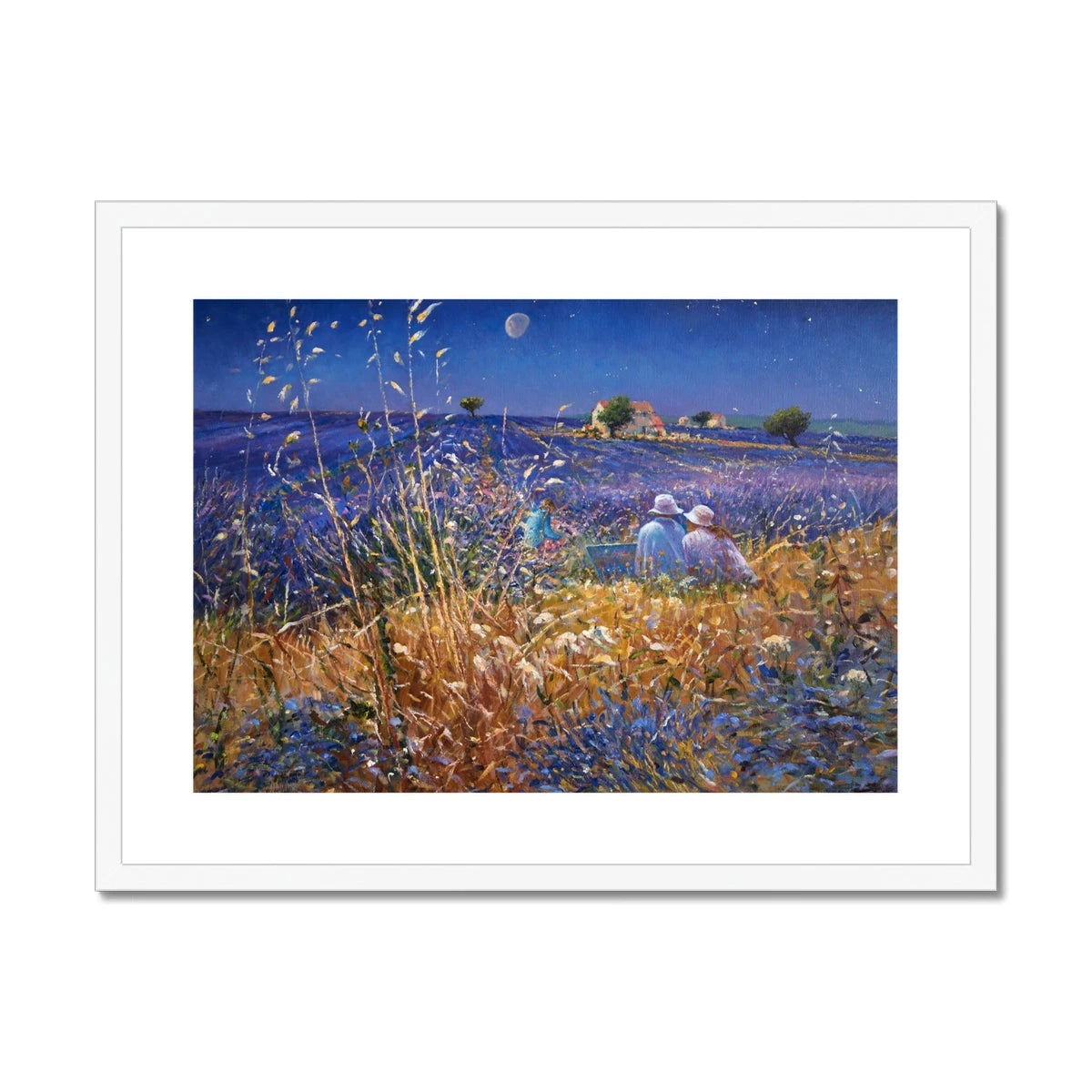 'Lavender Fields under the Stars, Provence' by Ted Dyer. Framed Open Edition French Fine Art Print. Ted Dyer