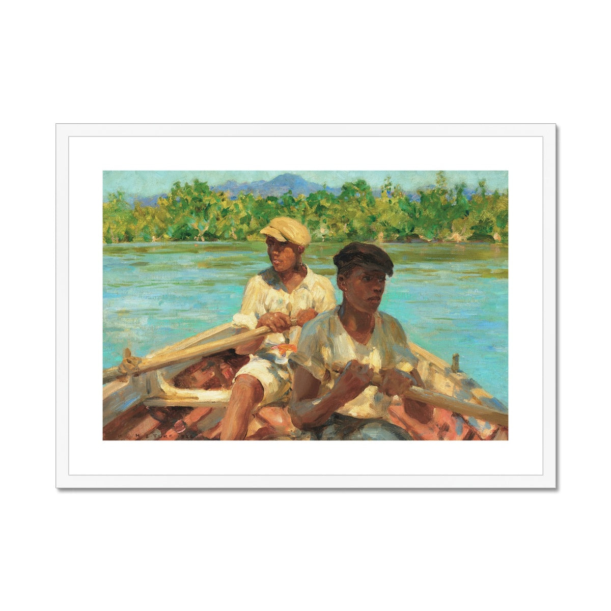 Black River Boatmen, Jamaica by Henry Scott Tuke. Framed Open Edition Fine Art Print. Historic Art