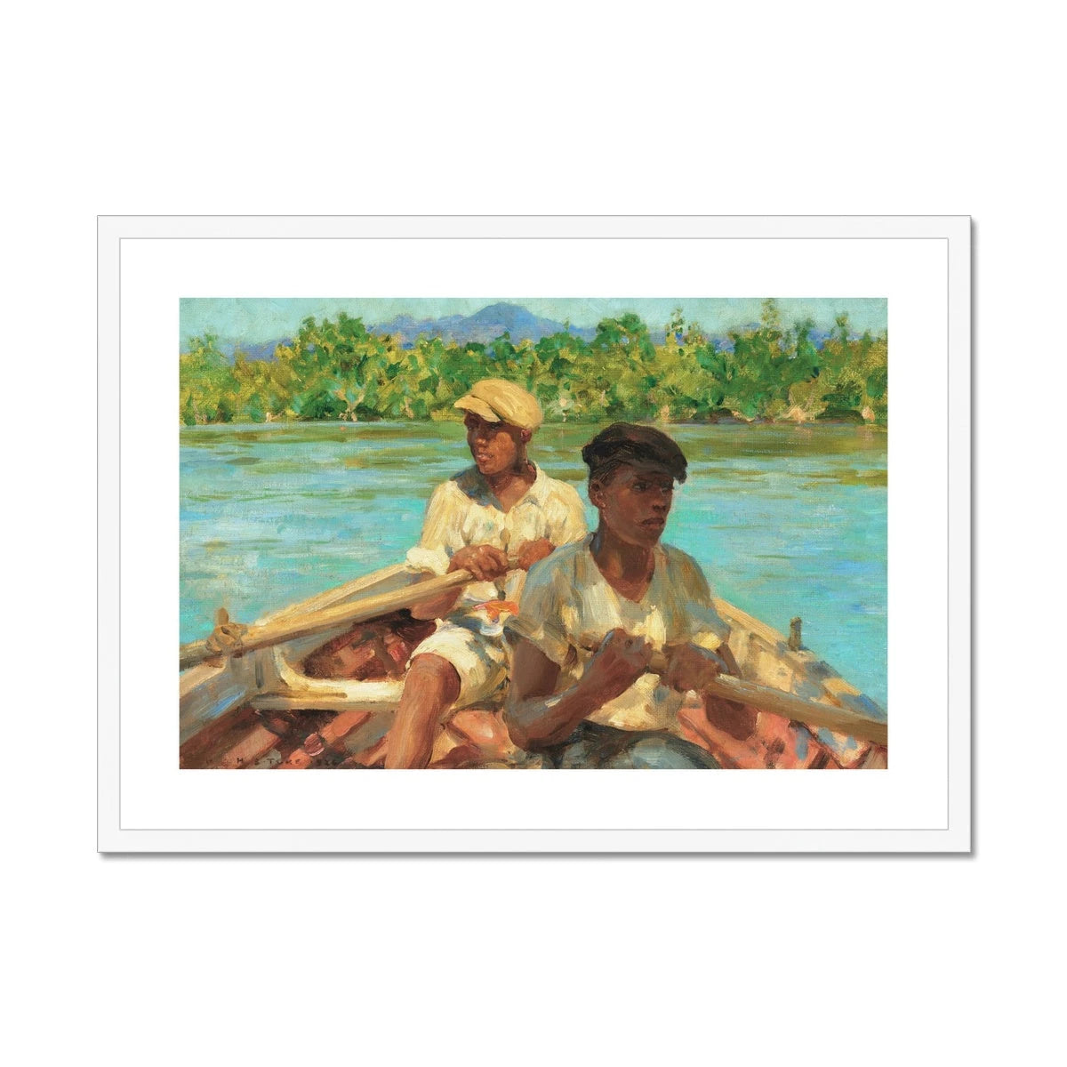 Black River Boatmen, Jamaica by Henry Scott Tuke. Framed Open Edition Fine Art Print. Historic Art Henry Scott Tuke