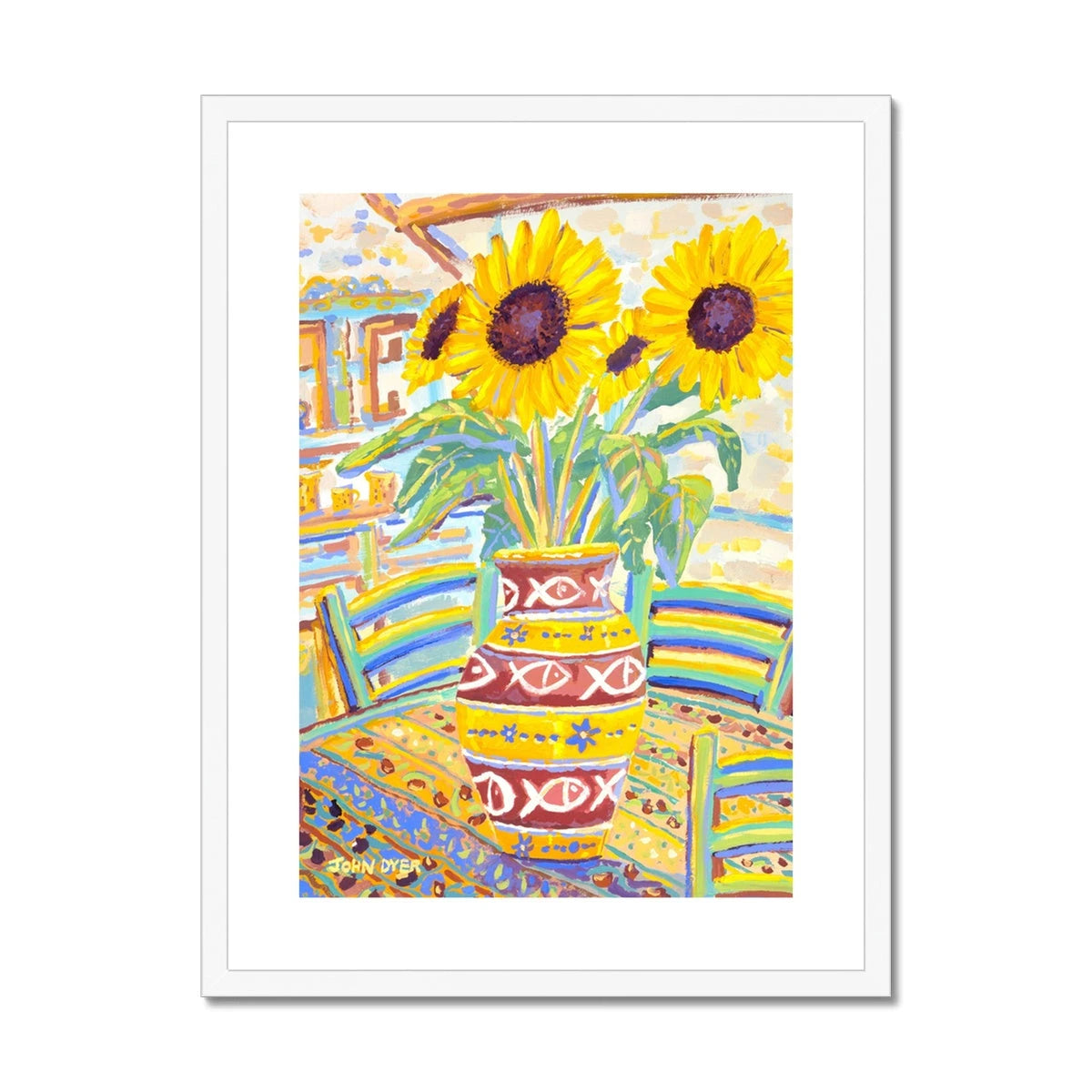 John Dyer Framed Open Edition French Sunflower Art Print. 'Flowers Full of Sunshine' John Dyer