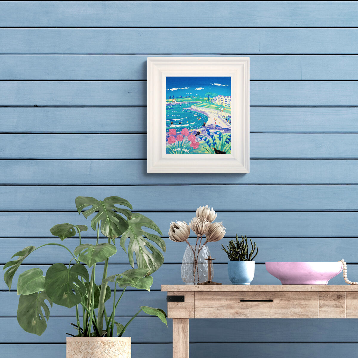 'Spring Colours Castle Beach, Falmouth', 12x10 inches acrylic on canvas. Coastal Painting of Cornwall. Cornish Artist John Dyer. Cornwall Art Gallery