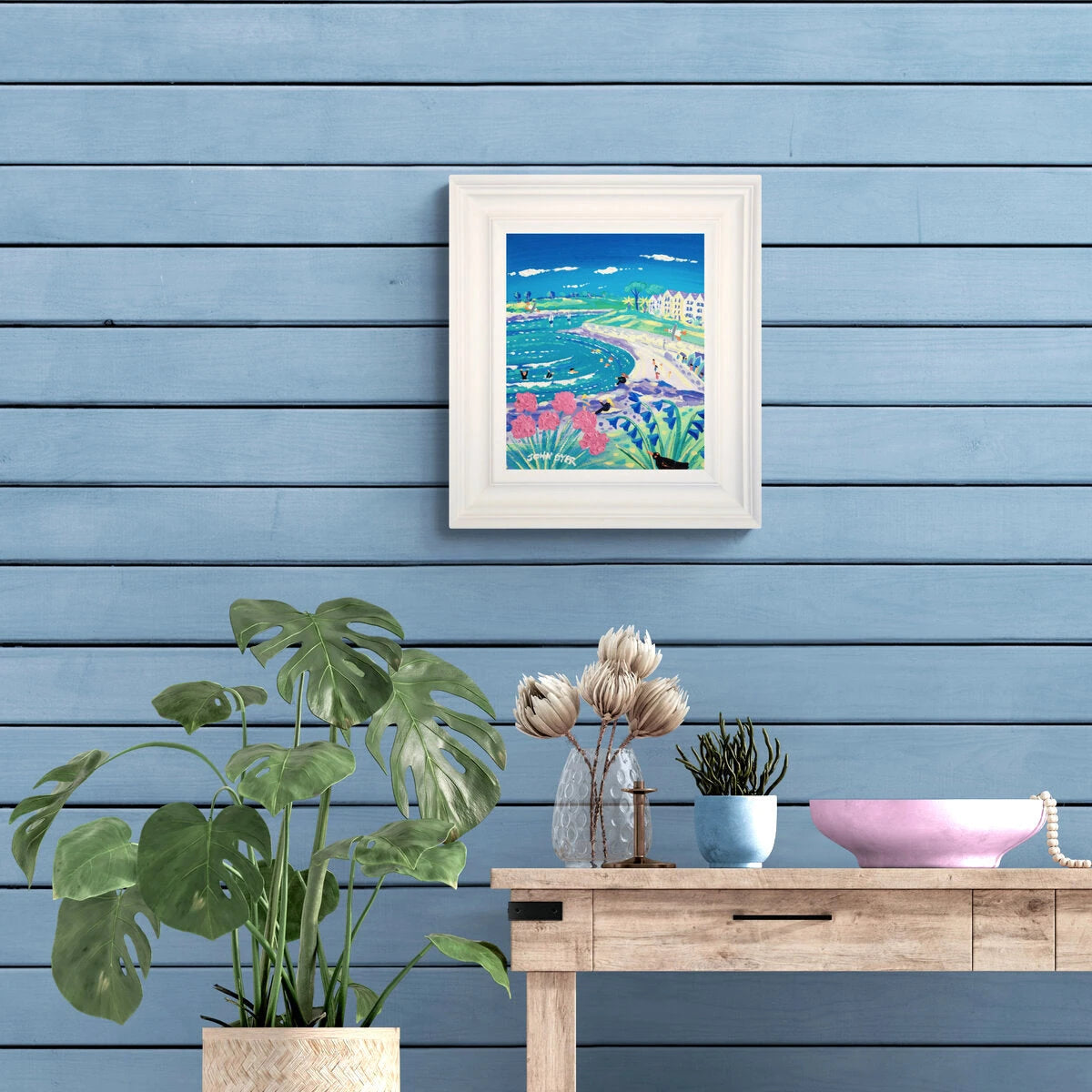 'Spring Colours Castle Beach, Falmouth', 12x10 inches acrylic on canvas. Coastal Painting of Cornwall. Cornish Artist John Dyer. Cornwall Art Gallery John Dyer