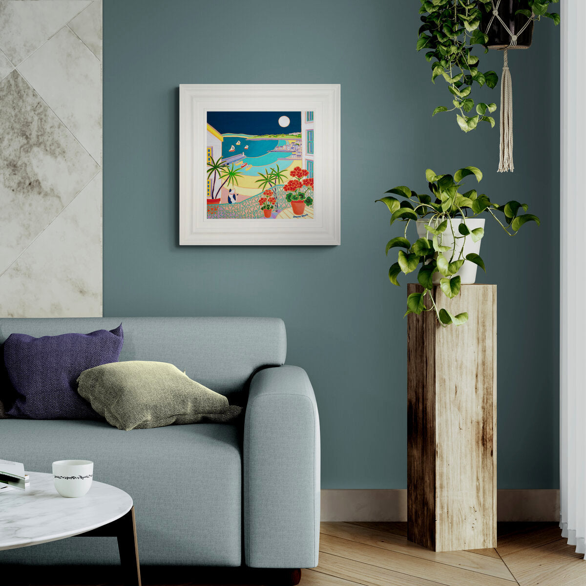 'Cat Watching the Yachts Sail Home, St Ives',
18 x 18 inches Oil on Canvas. Coastal Painting by Cornish Artist Joanne Short. Cornish Art from our Cornwall Art Gallery