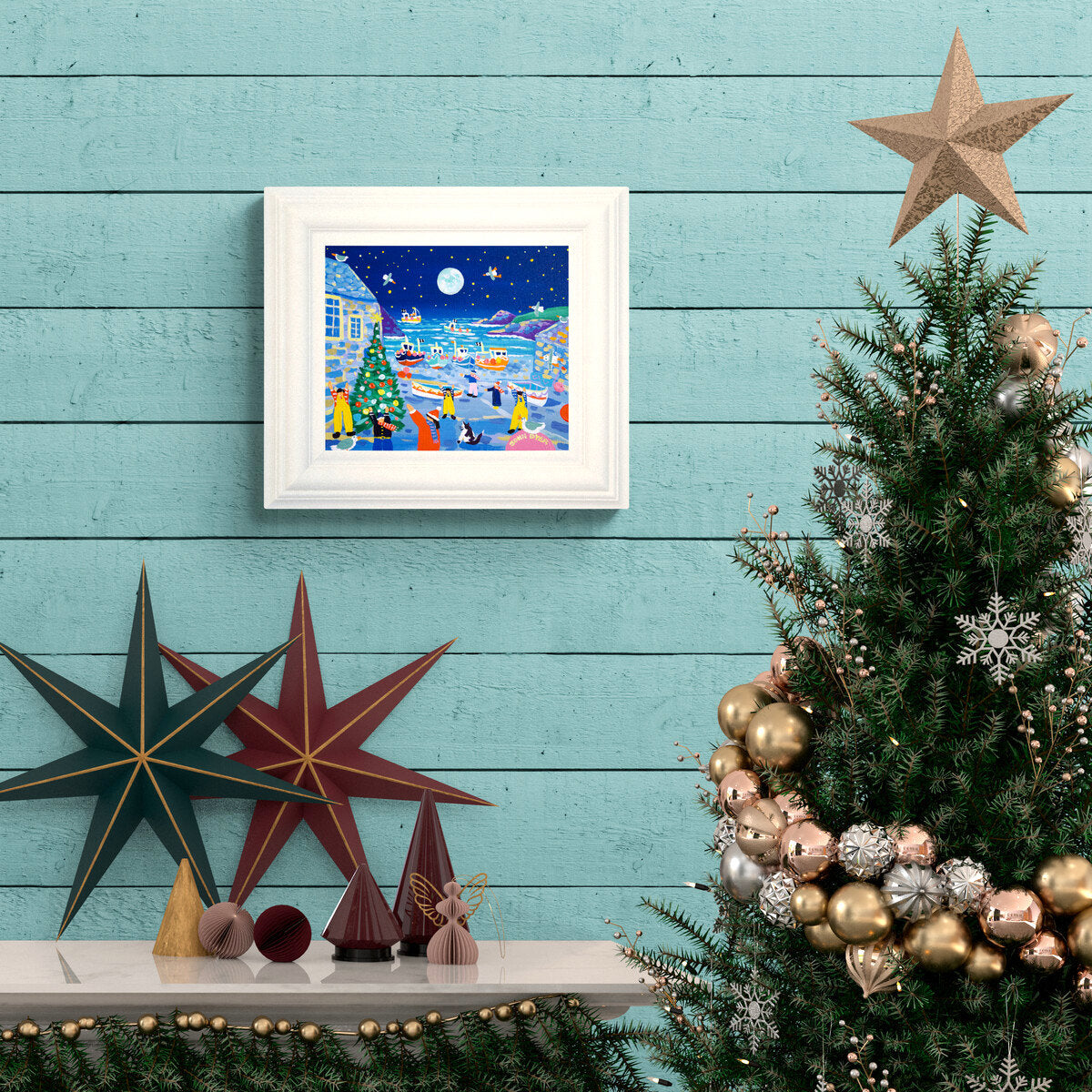 'Cadgwith Christmas', 10x12 inches acrylic on canvas. Coastal Painting of Cornwall. Cornish Artist John Dyer. Cornwall Art Gallery