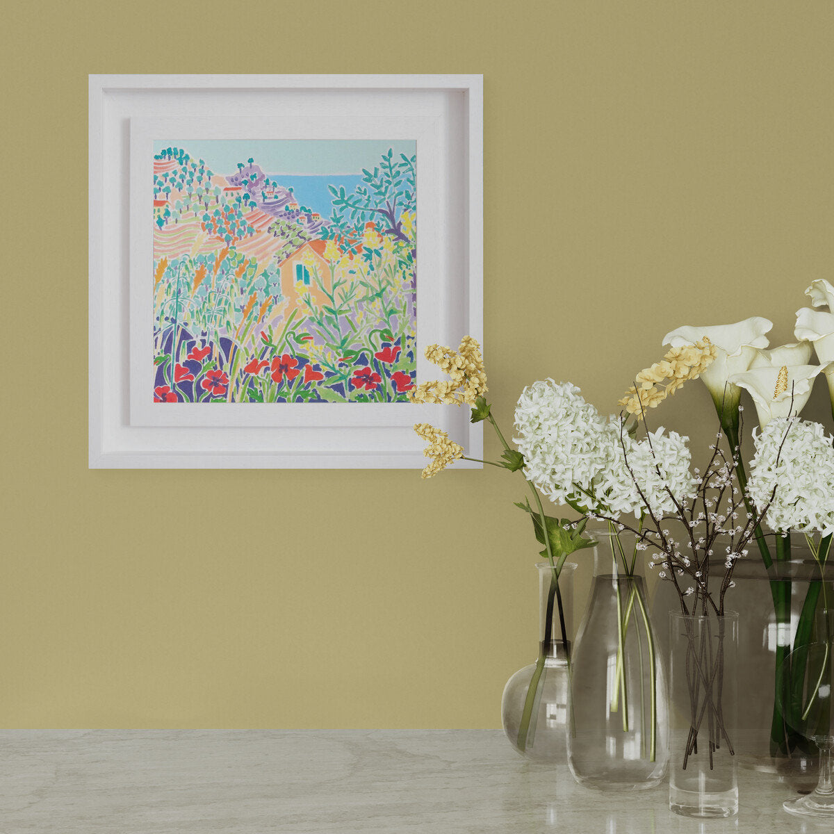 Original Painting by Joanne Short. A Little Place in Italy. Dolceacqua, Liguria Italy. 12x12 inches oil on canvas