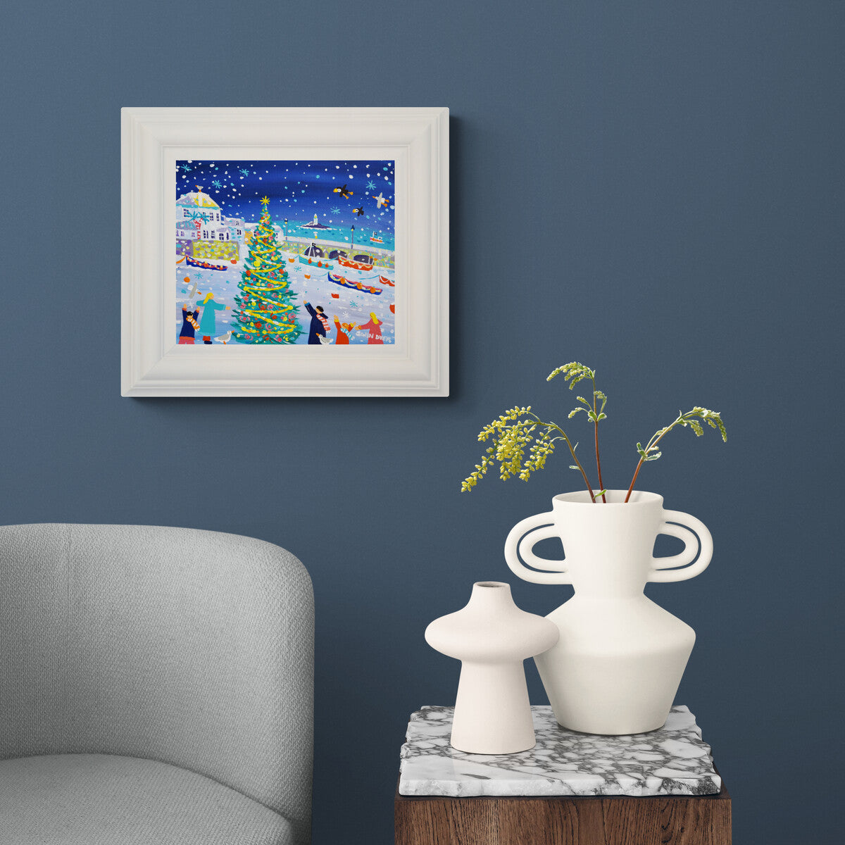 'Winter Wonderland, St Ives', 10x12 inches acrylic on canvas. Coastal Painting of Cornwall. Cornish Artist John Dyer. Cornwall Art Gallery