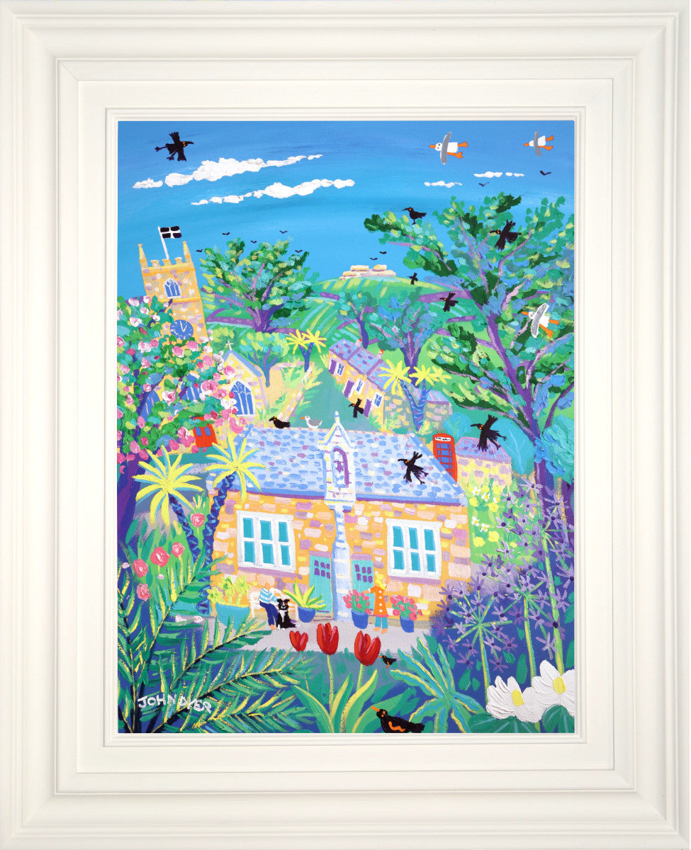 'Springtime at The Old Schoolhouse, Crowan', 24x18 inches acrylic on canvas by John Dyer