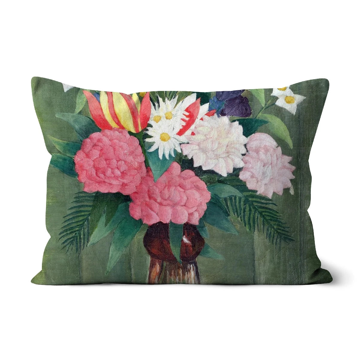 Flowers in a Vase. Classic Art Cushion by Henri Rousseau