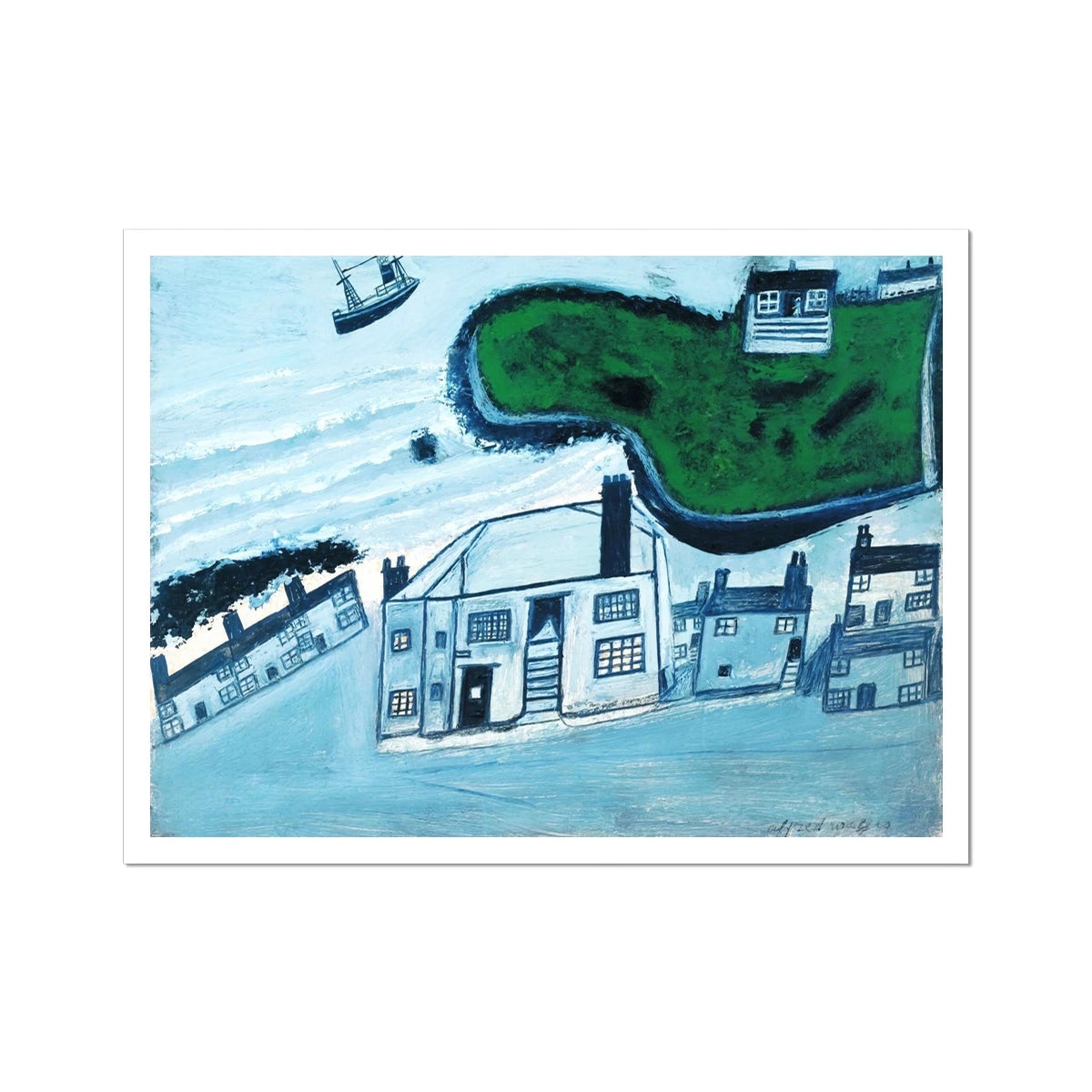 Alfred Wallis Open Edition Cornish Art Print. 'The Hold House, Porthmeor Square Island, Porthmeor Beach, St Ives'. St Ives Cornwall Art Gallery Historic Art Alfred Wallis