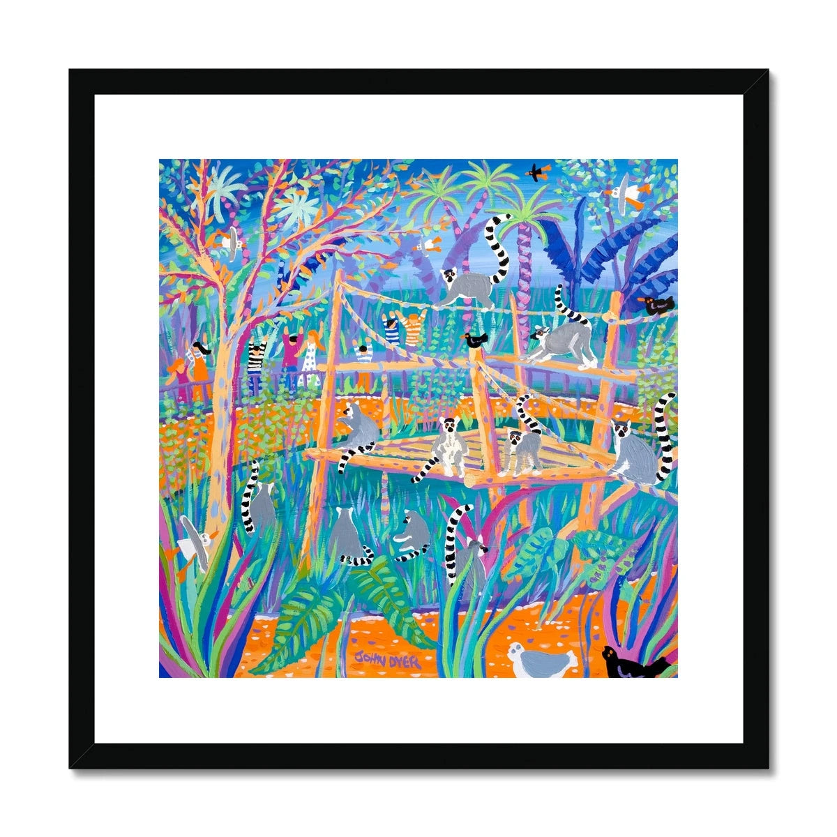 John Dyer Ring Tailed Lemurs Framed Open Edition Jungle Fine Art Print. Animal Art Prints John Dyer