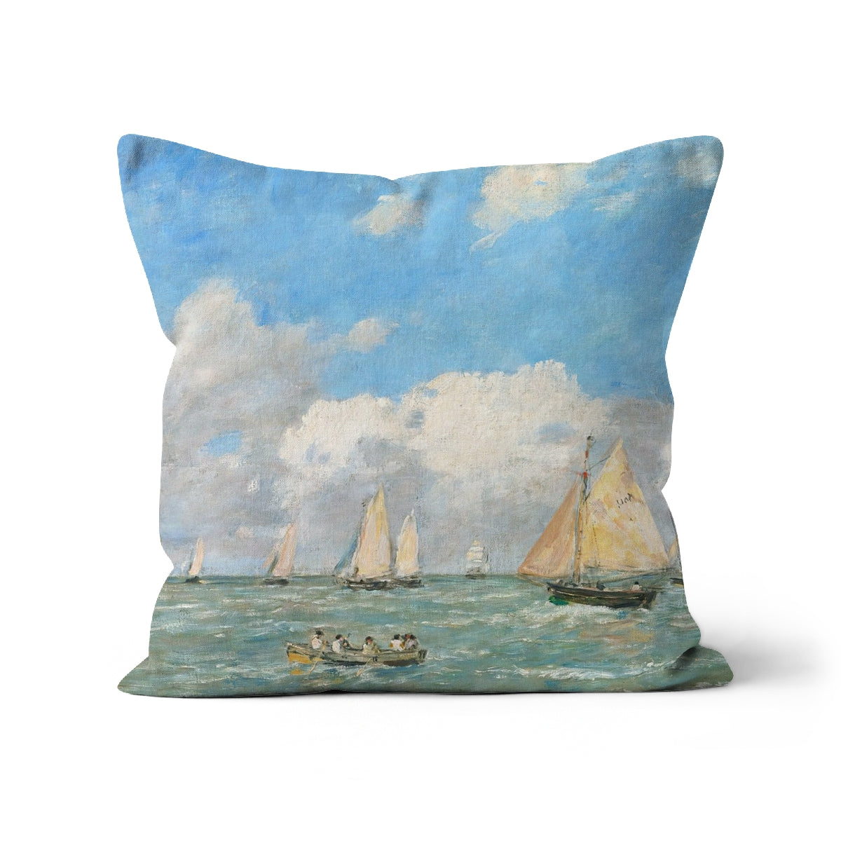 La Sortie Des Barques À Trouville Classic Art Cushion by Eugène Boudin