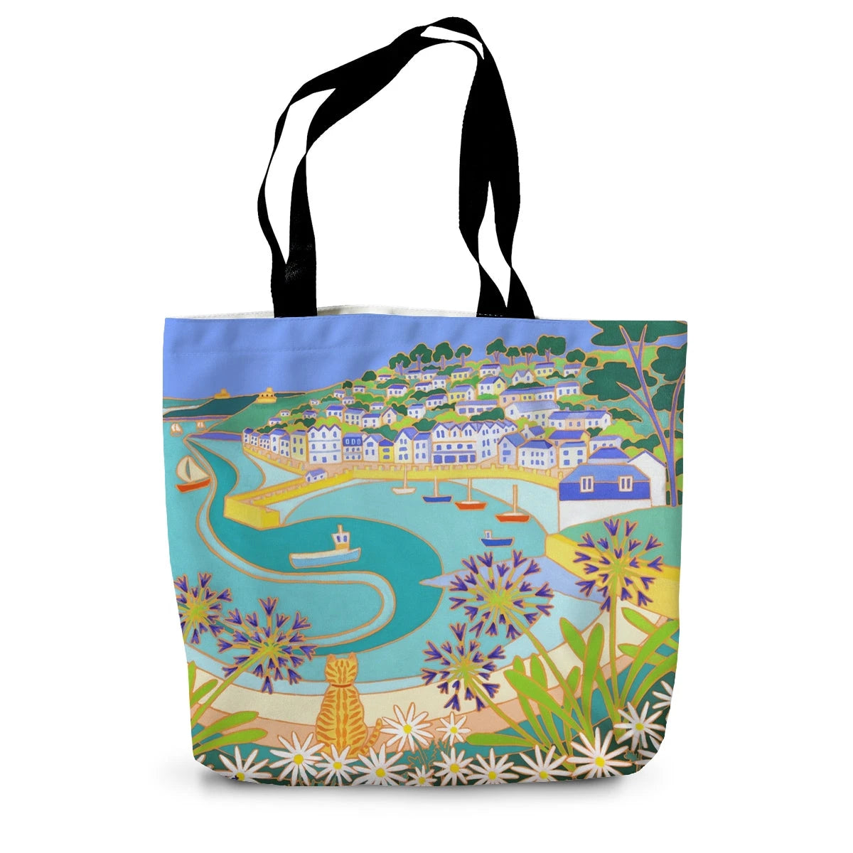 Ginger Cat on the Wall, St Mawes. Joanne Short Canvas Tote Bag Joanne Short