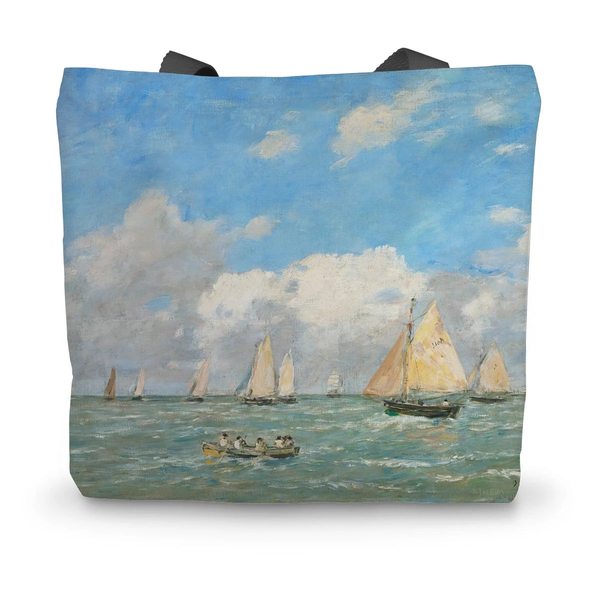 La Sortie Des Barques À Trouville by Eugène Boudin. Classic Art Canvas Tote Bag Boudin