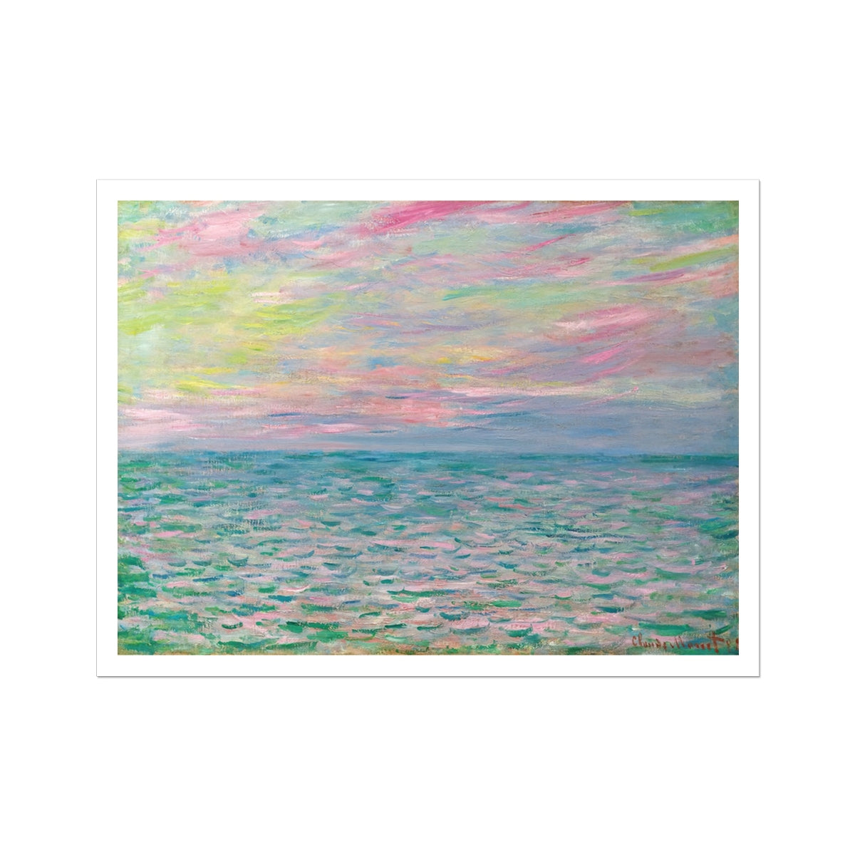 'Coucher De Soleil À Pourville, Pleine Mer' Seascape by Claude Monet. Open Edition Fine Art Print. Historic Art