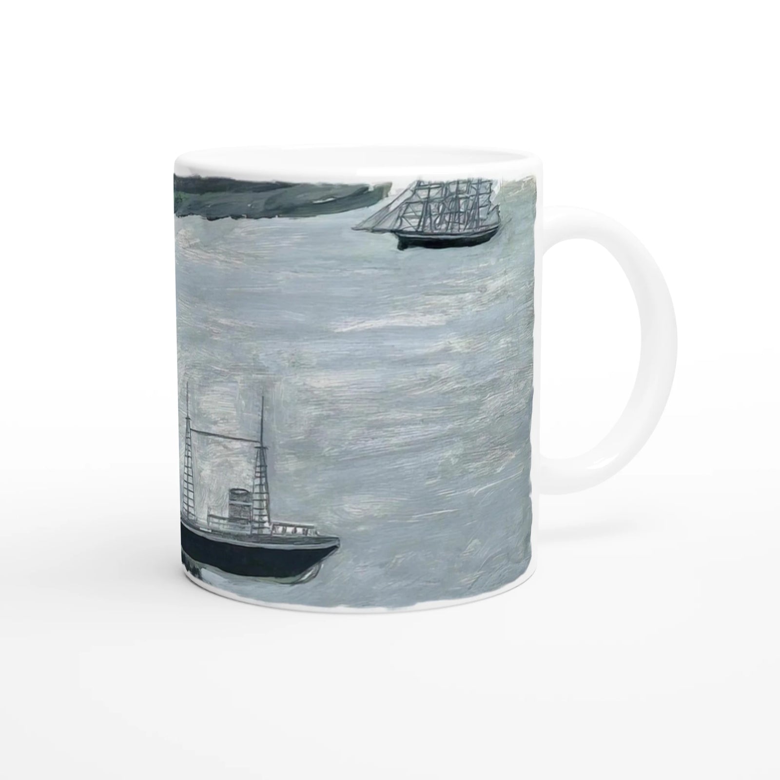 Alfred Wallis Ceramic Cornish Historical Art Masterpiece Art Mug. 'Against Longships, Fog'