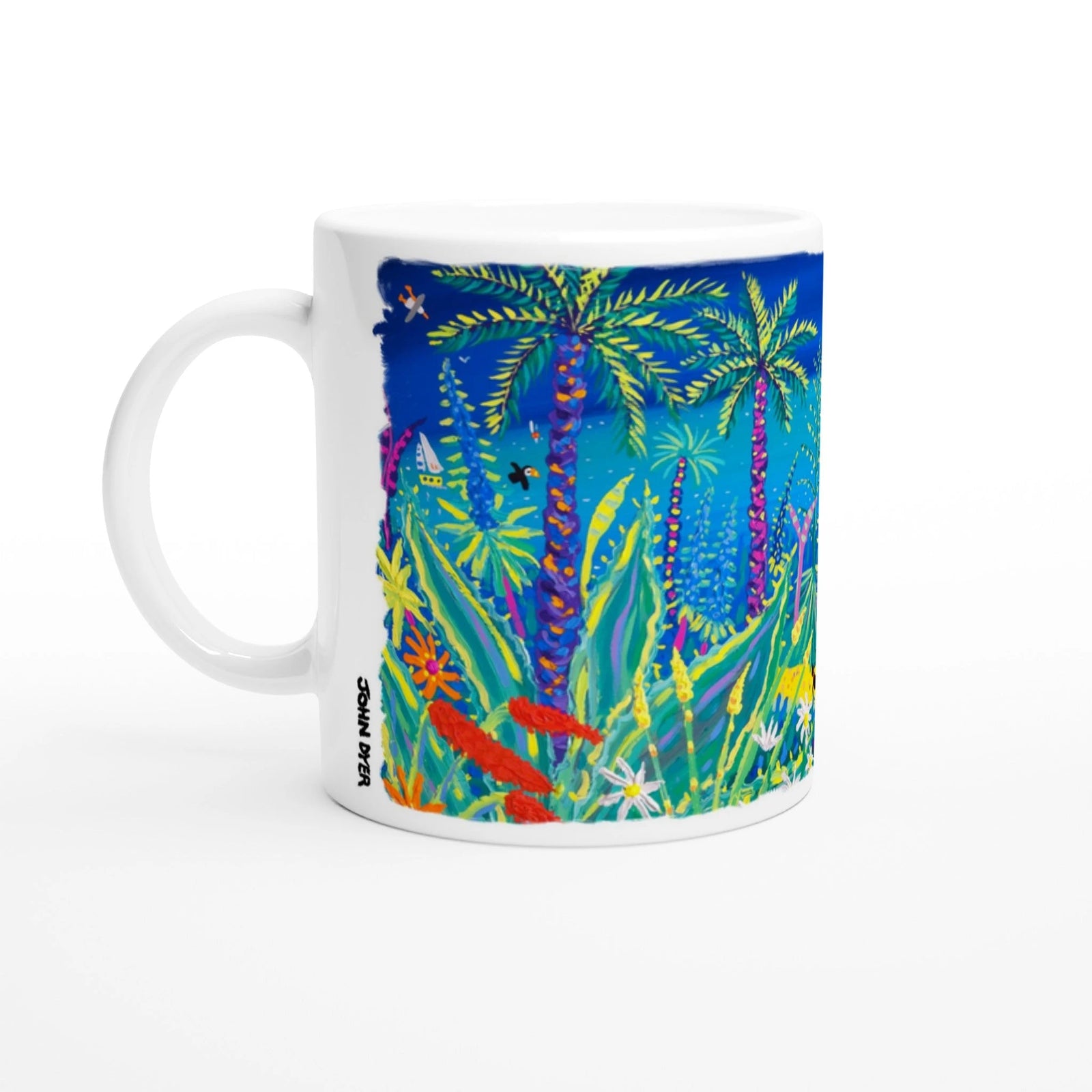 John Dyer Ceramic Cornish Art Mug. Tresco Abbey Garden, Cornwall John Dyer