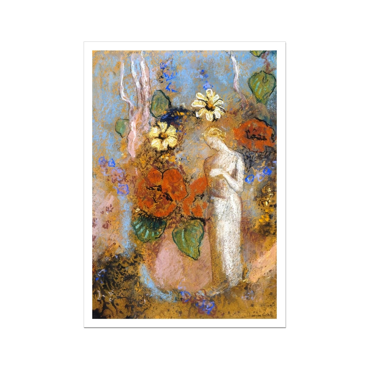 Pandora by Odillon Redon. Greece Artwork Open Edition Art Print. Greek Art Gallery Historic Art Print Odilon Redon