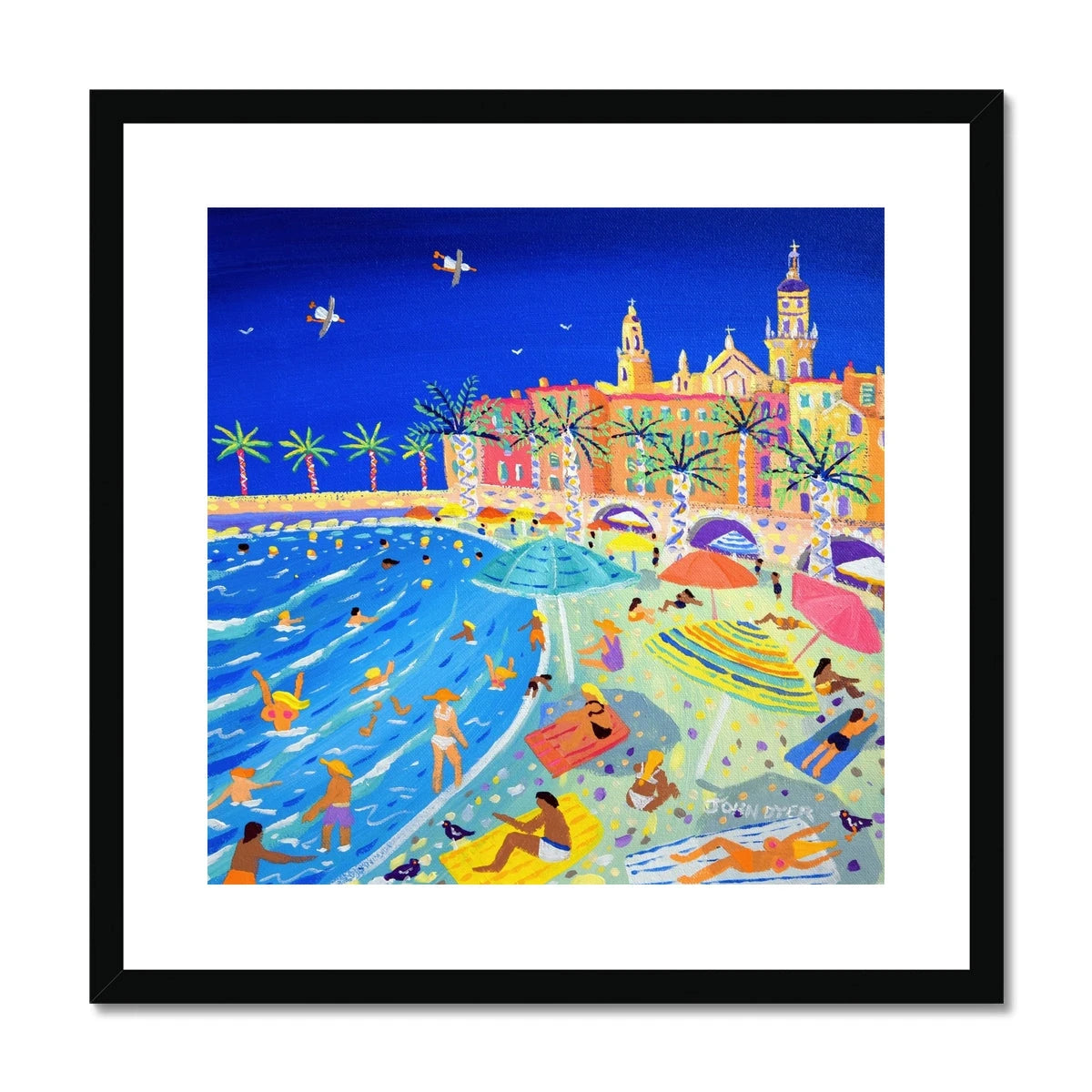 John Dyer Framed Open Edition French Art Print. 'High Summer, Menton Old Town, France'. John Dyer