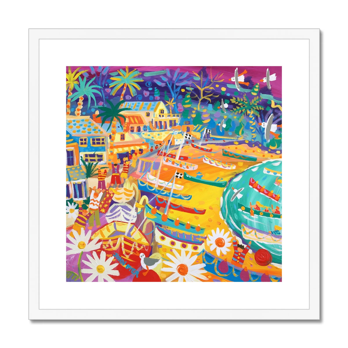 John Dyer Framed Open Edition Cornish Art Print. 'Tropical Colours Helford Passage, Cornwall'.