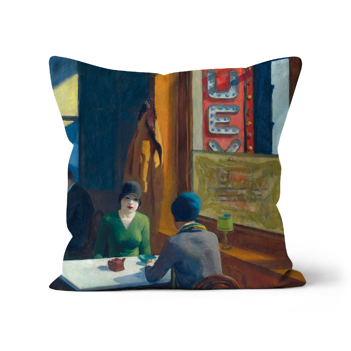 Chop Suey 1929 (Cafe Scene). Classic Art Cushion by Edward Hopper
