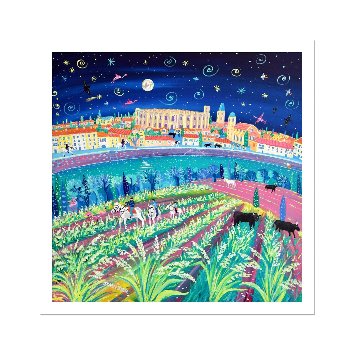 John Dyer Fine Art French Print 'Rice Harvest Festival, Arles, Camargue, Provence'. Open Edition Art Print of France John Dyer