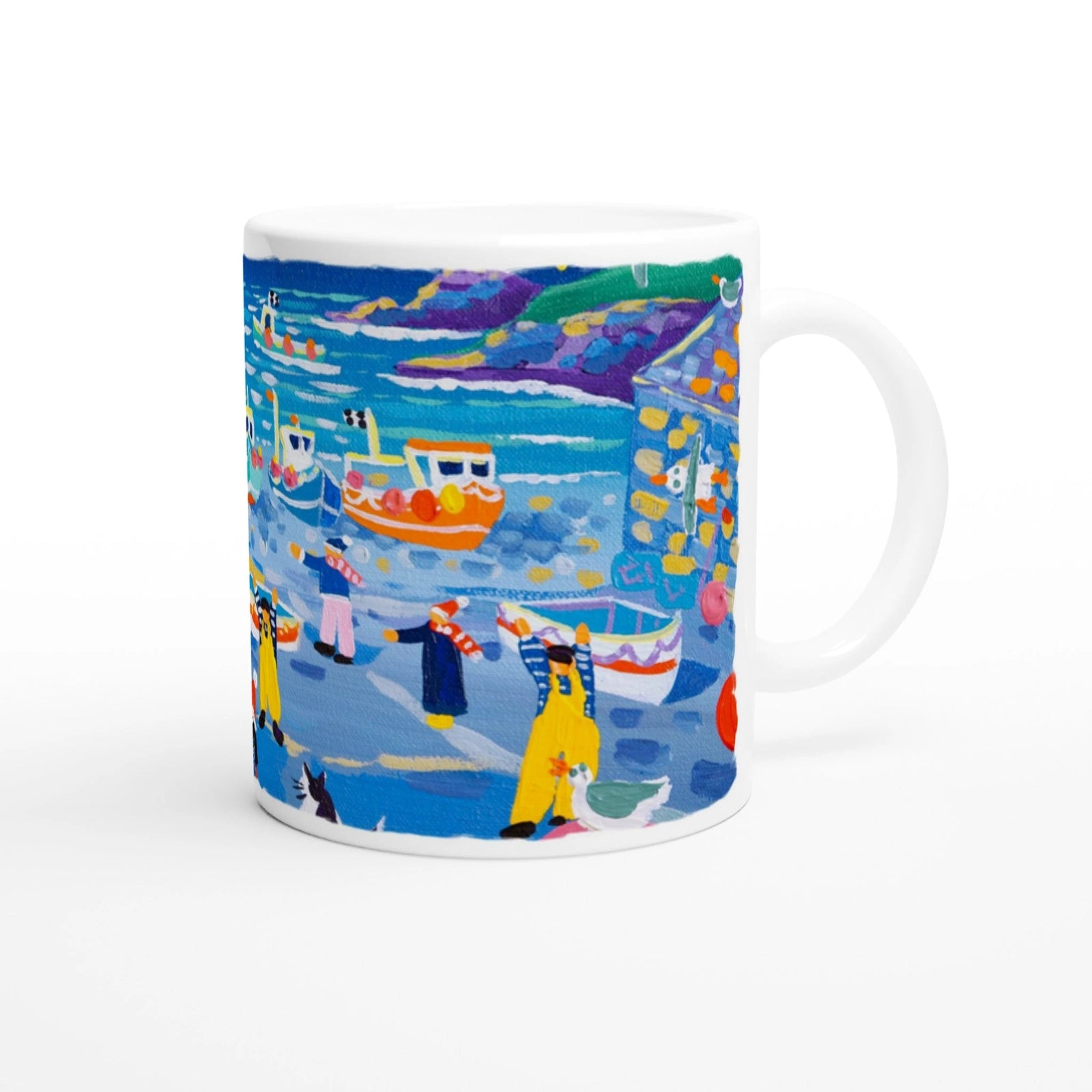 John Dyer Ceramic Cornish Art Mug. Cadgwith Christmas John Dyer