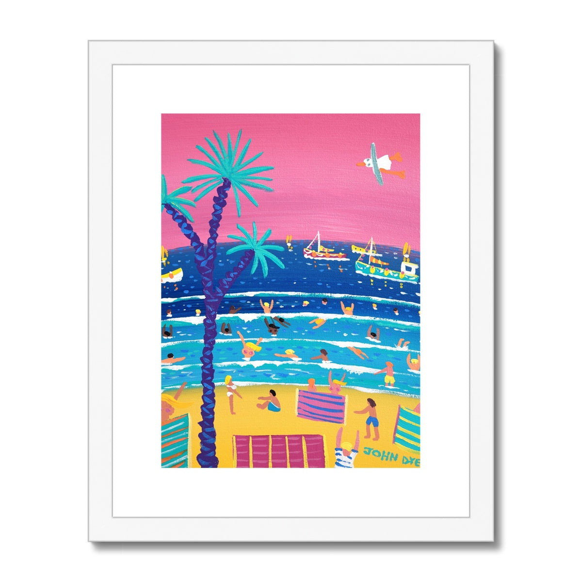 John Dyer Framed Open Edition Cornish Fine Art Print. 'Evening Skies on a Hot Summer Day St Ives Beach'.