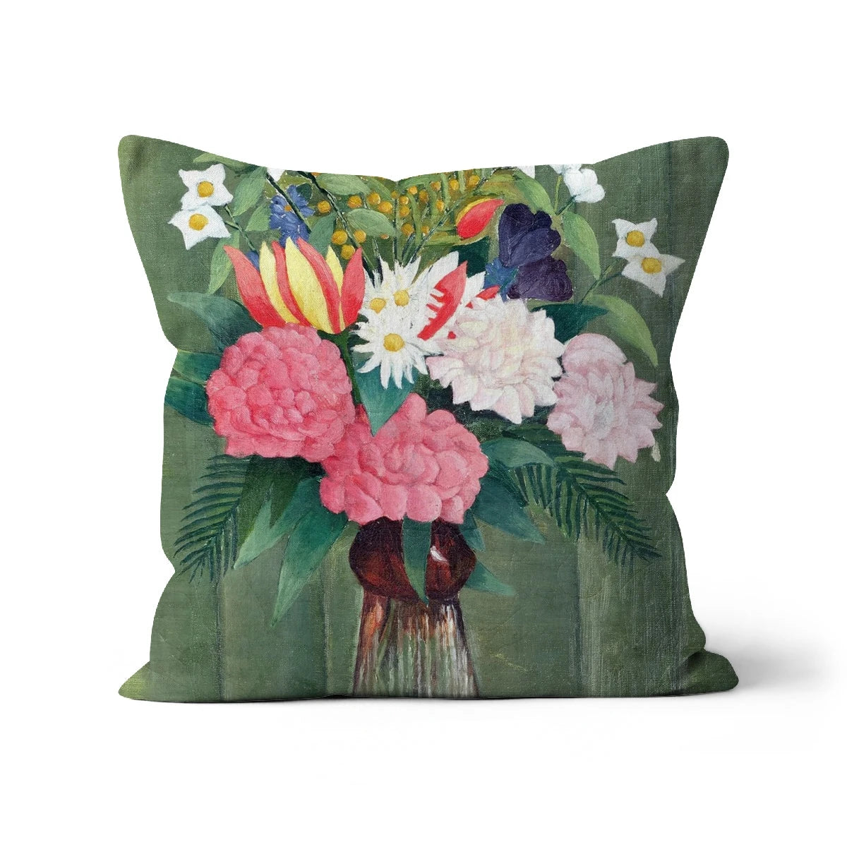 Flowers in a Vase. Classic Art Cushion by Henri Rousseau