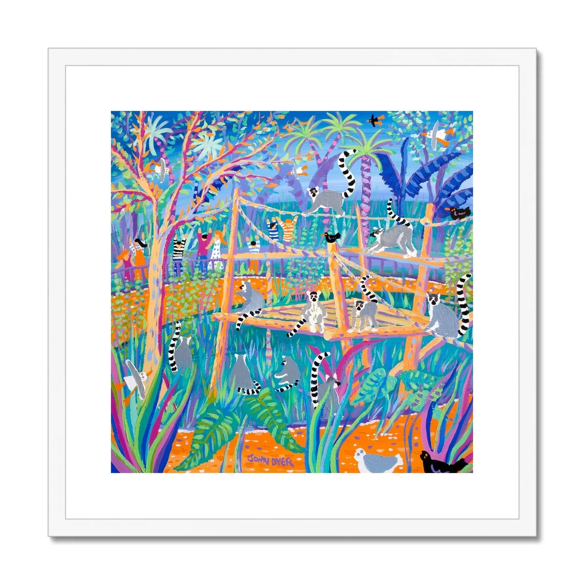 John Dyer Ring Tailed Lemurs Framed Open Edition Jungle Fine Art Print. Animal Art Prints John Dyer