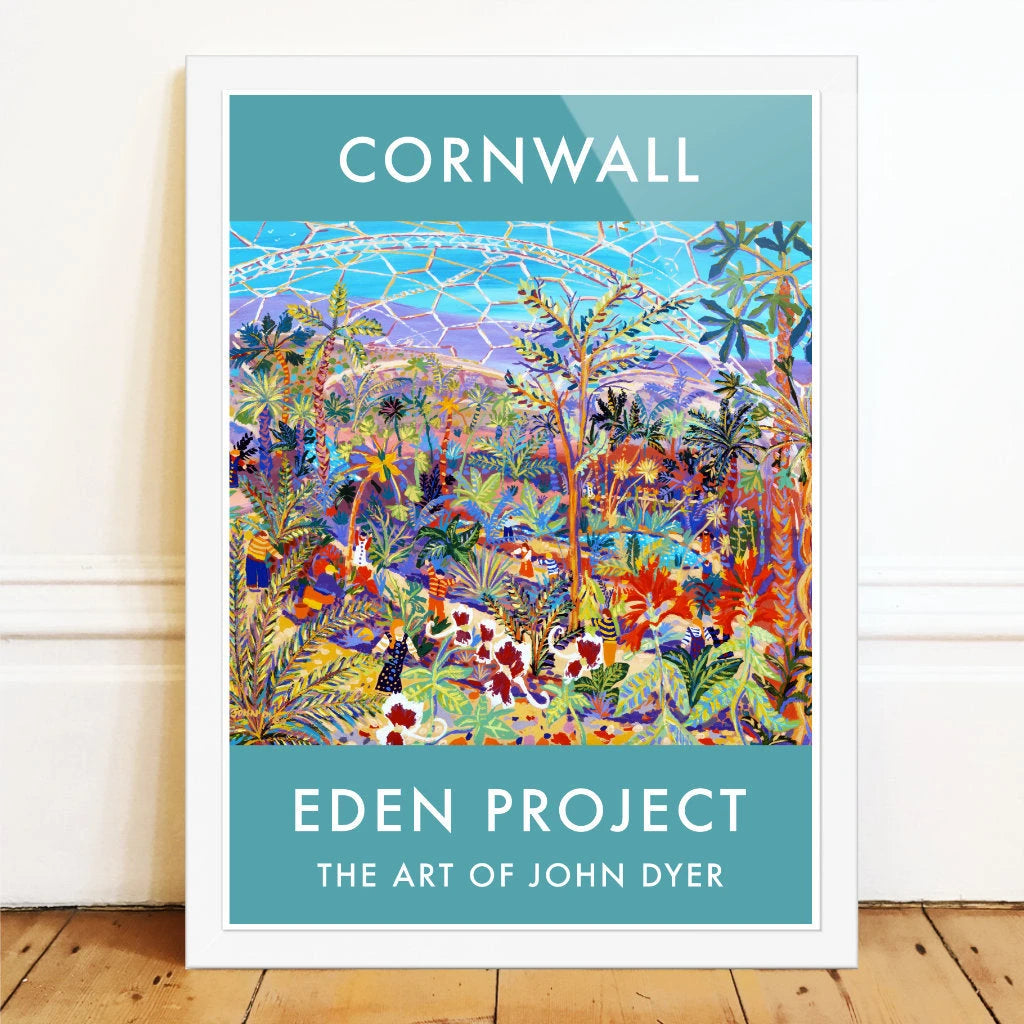 Eden Project Garden Art Poster Print by Cornish Artist John Dyer of The Eden Project Rainforest Biome John Dyer