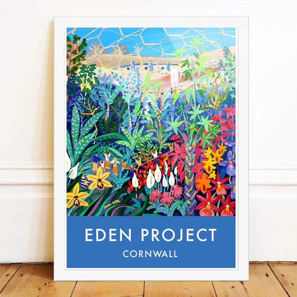 Eden Project Art Poster Print by Cornish Artist John Dyer of The Eden Project Rainforest Biome, Rainforest Orchids Garden John Dyer