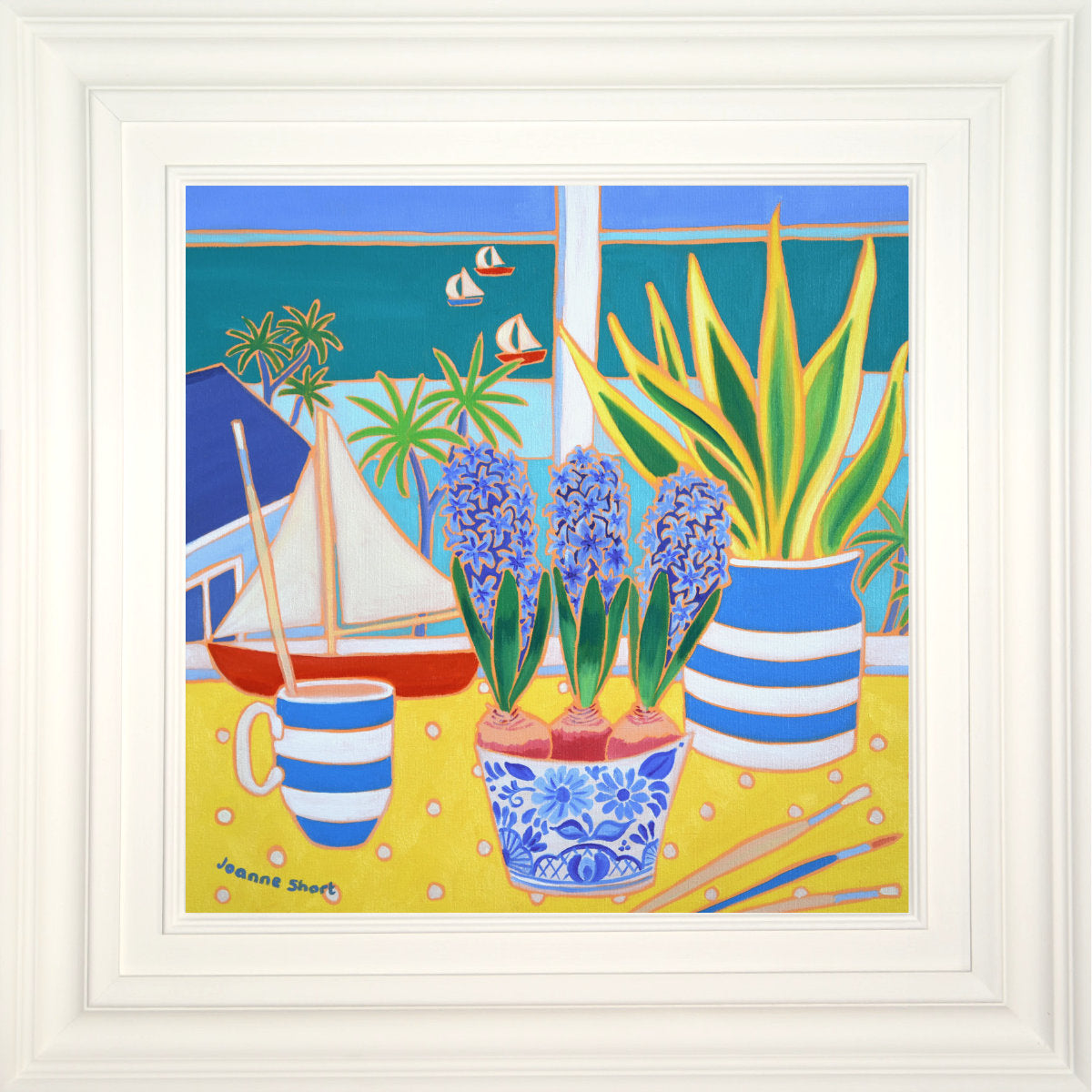 'View from my Studio',
18x18 inches oil on canvas. Painting of Falmouth Bay by Cornish Artist Joanne Short