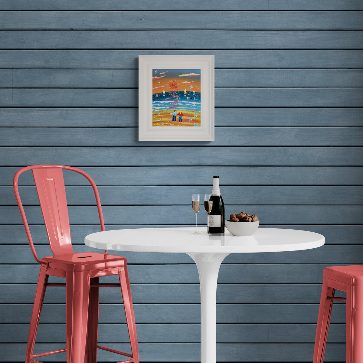 'Watching the Sunset', 10x12 inches acrylic on canvas. Coastal Painting of Cornwall. Cornish Artist John Dyer. Cornwall Art Gallery