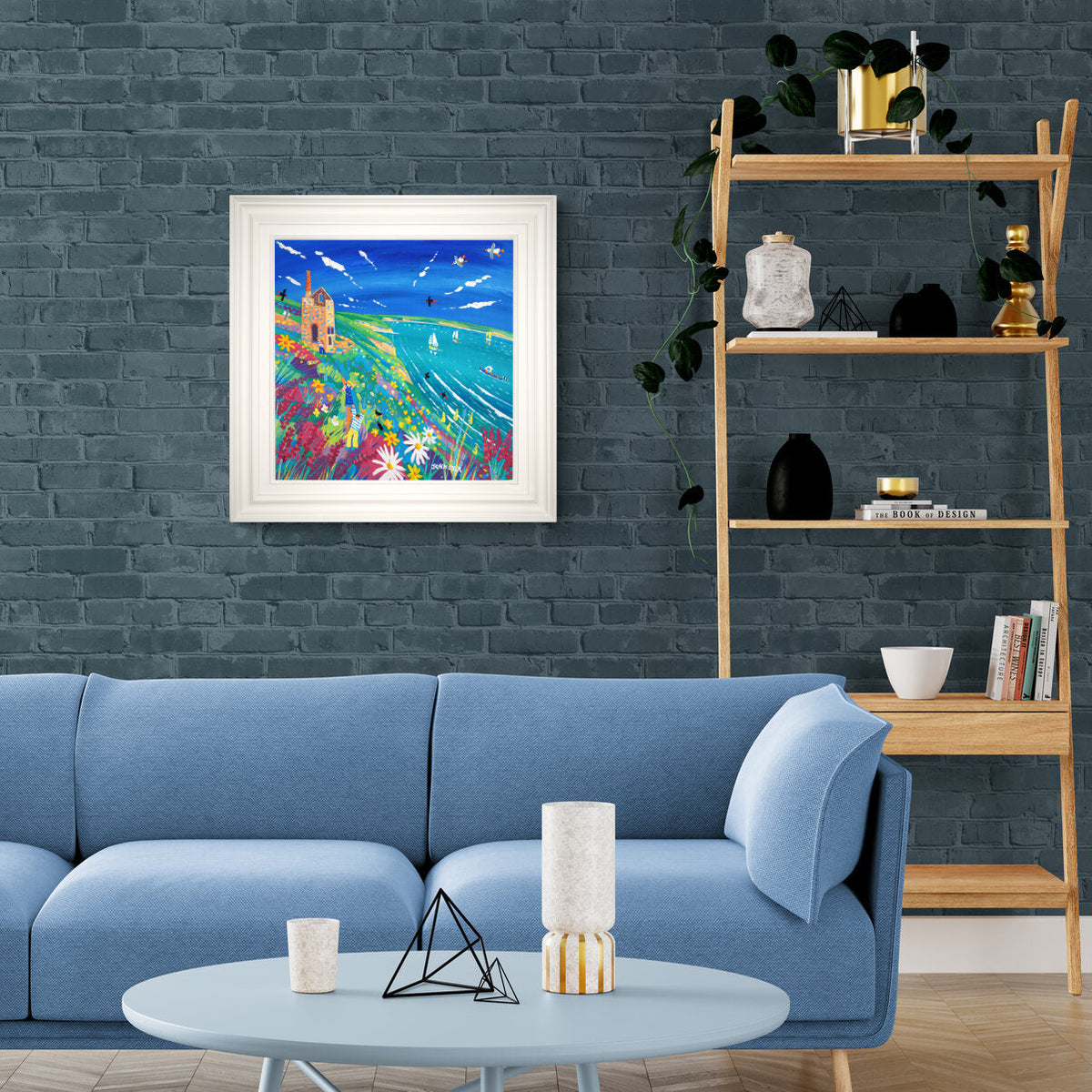 'Colourful Clifftop at Wheal Coates, St Agnes', 24x24 inches acrylic on canvas. Cornwall Painting by Cornish Artist John Dyer. Cornish Tin Mine Art from our Cornwall Art Gallery John Dyer