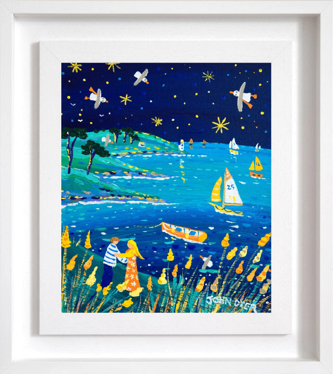 'Roseland Lovers’, 12x10 inches acrylic on canvas. Painting of Cornwall by Cornish Artist John Dyer John Dyer