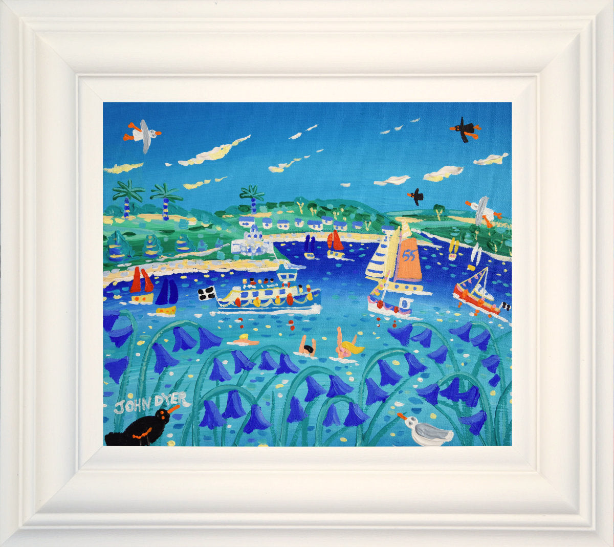 'Sailing to St Mawes', 10x12 inches acrylic on canvas. Paintings of Cornwall. Cornish Artist John Dyer. Cornwall Art Gallery