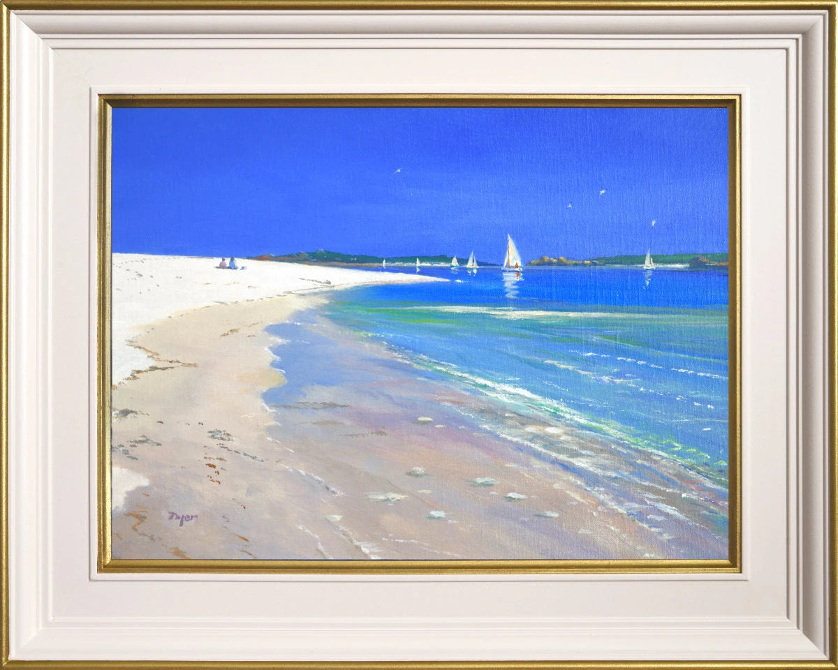 'Colours of Tresco', 12x16 inches original art oil on canvas. Paintings of Cornwall by Artist Ted Dyer. Cornwall Art Gallery Ted Dyer