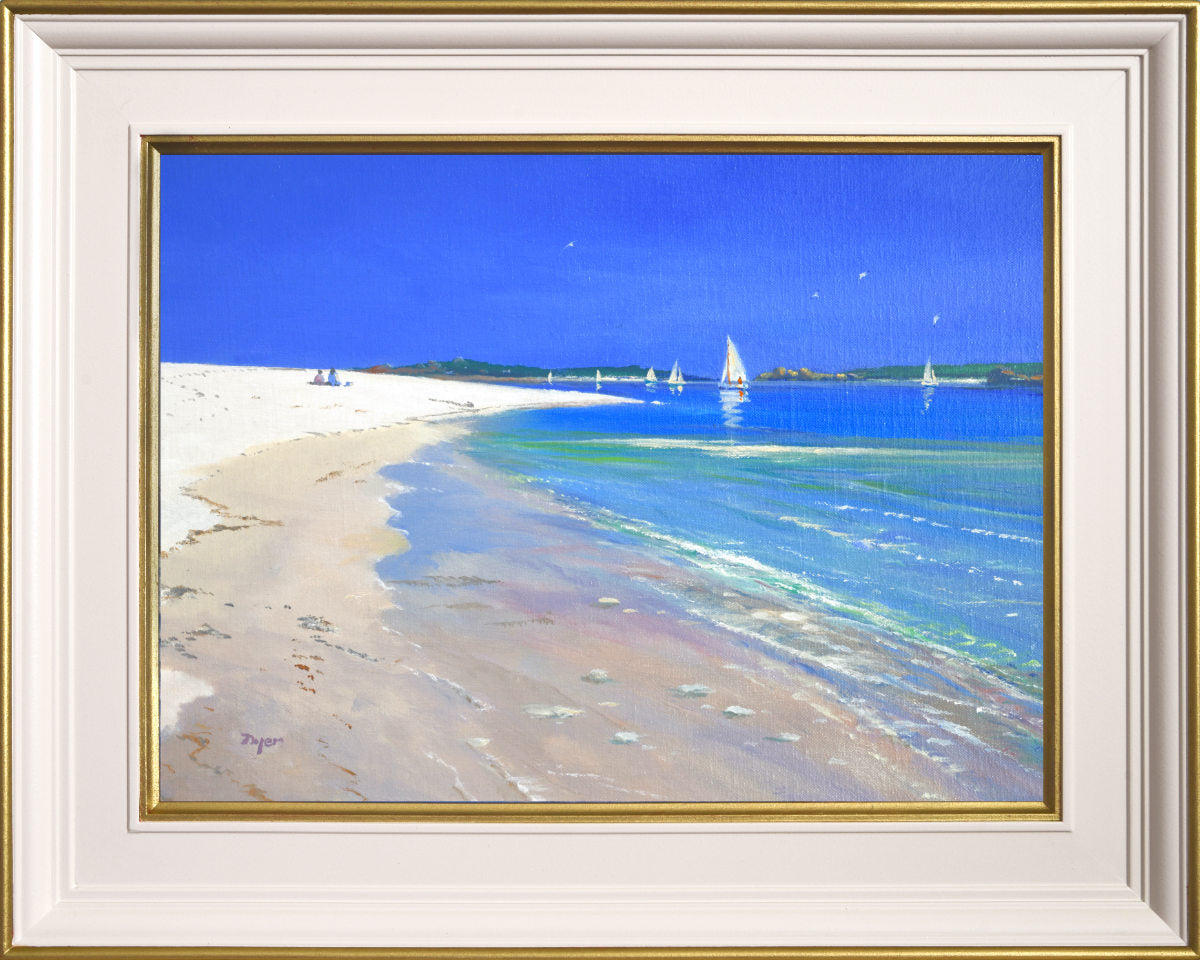 'Colours of Tresco', 12x16 inches original art oil on canvas. Paintings of Cornwall by Artist Ted Dyer. Cornwall Art Gallery