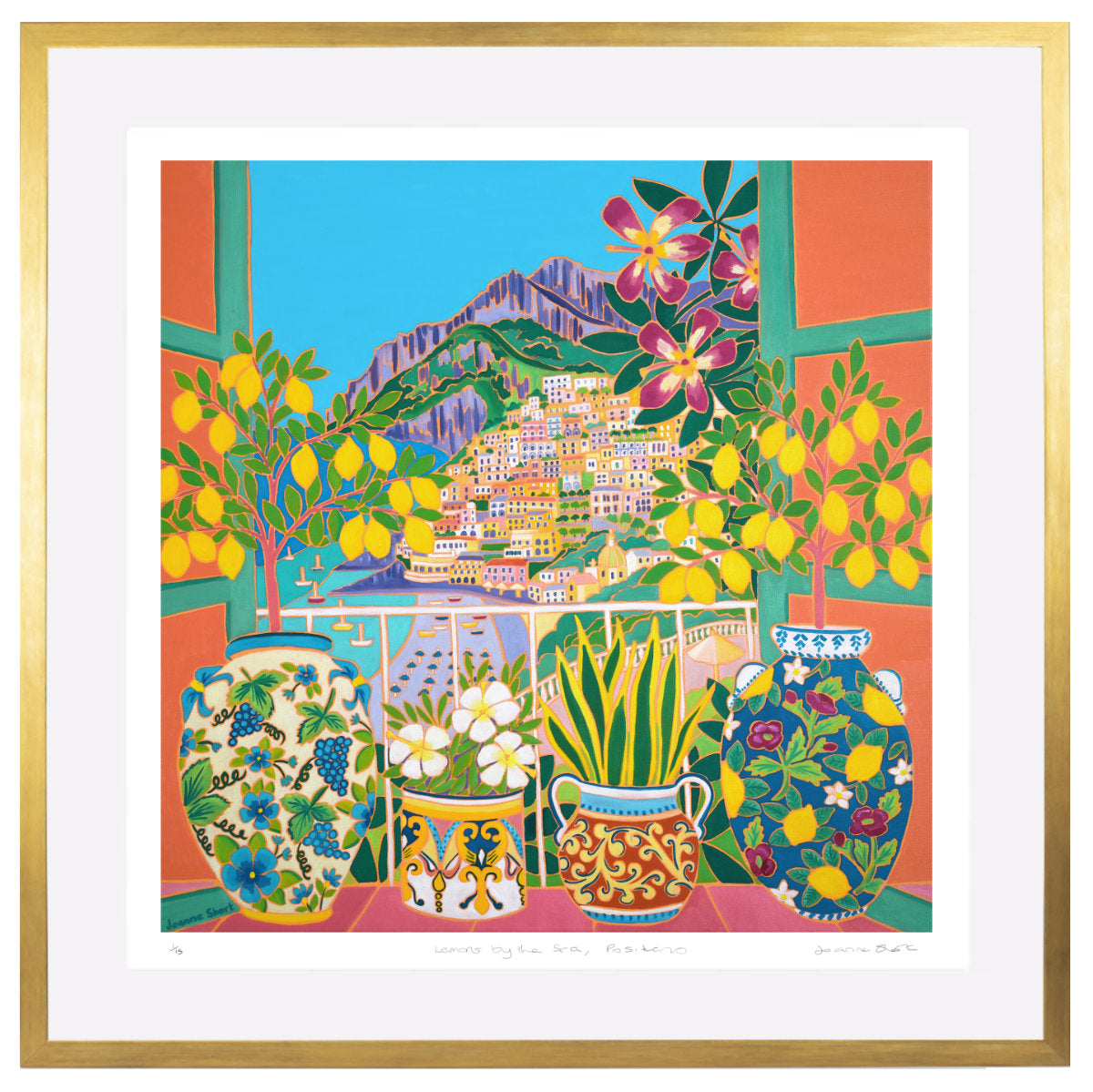 Joanne Short Special Limited Edition Print 'Lemons by the Sea, Positano, Italy'. Italian Art Print