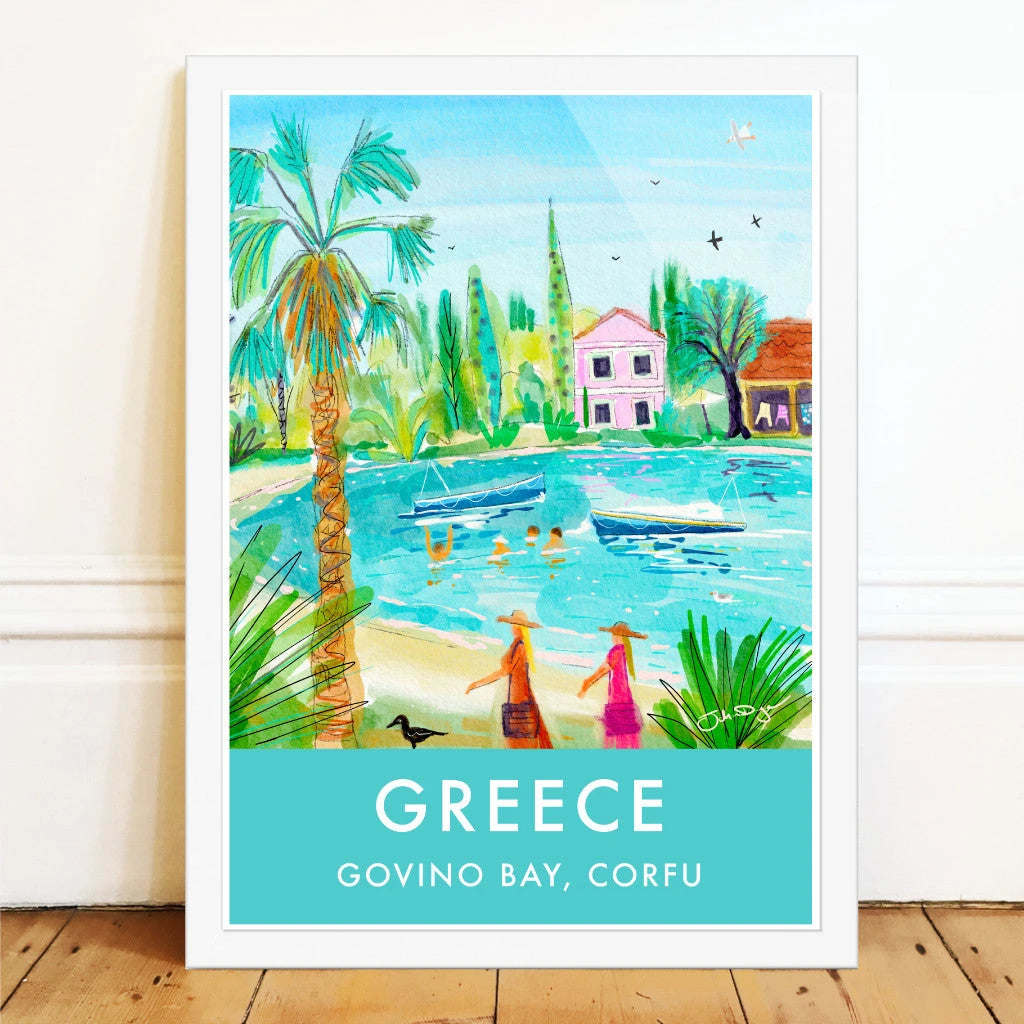 Greece Artwork Wall Art Poster Print by John Dyer. Tranquil Waters of Govino Bay, Corfu, Greece John Dyer