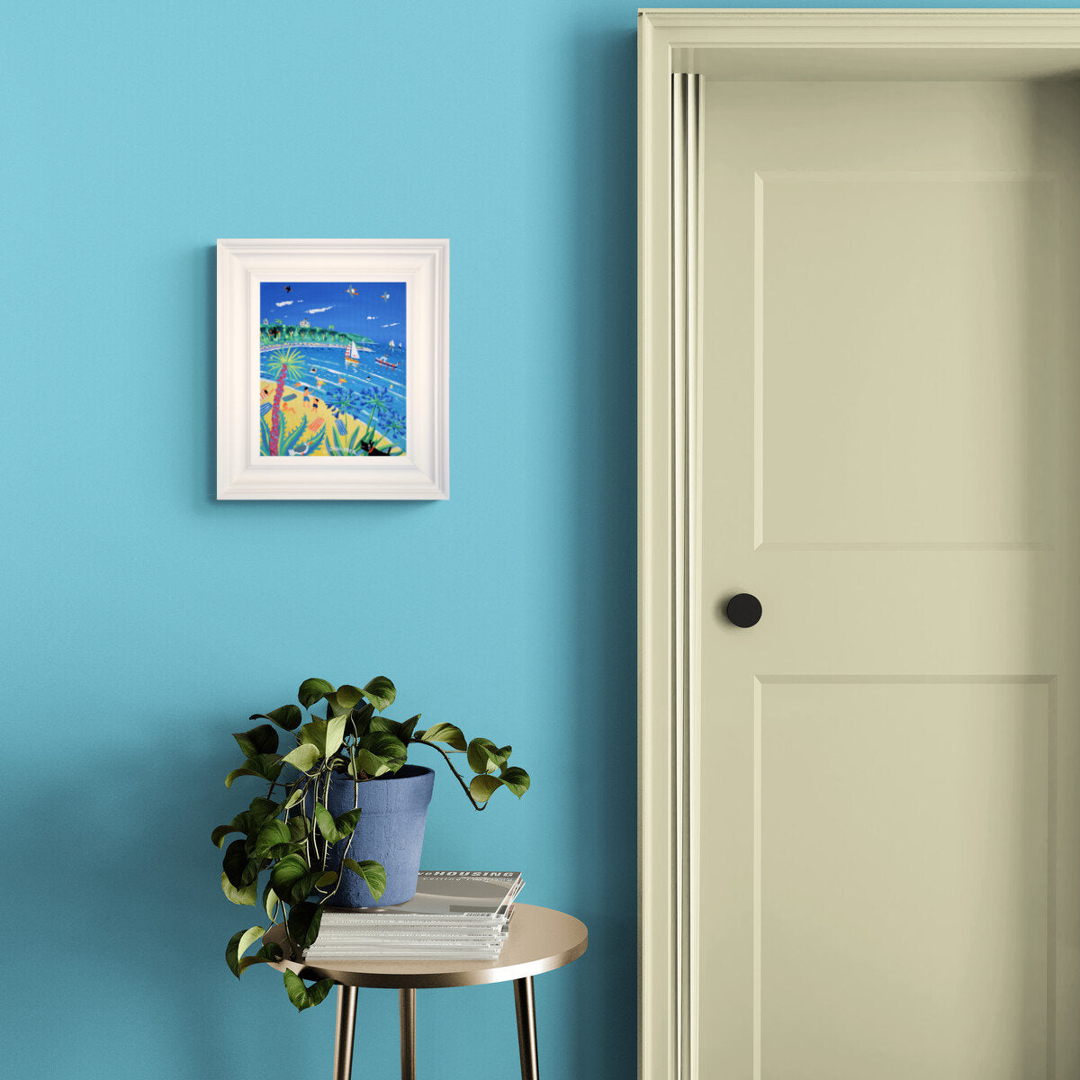 'Gylly Beach Fun, Falmouth', 12x10 inches acrylic on canvas. Coastal Seascape Painting of Cornwall by Cornish Artist John Dyer