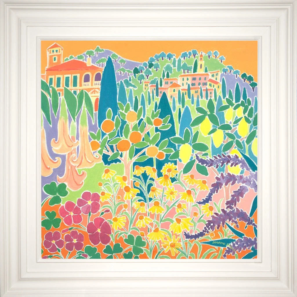 Original Painting by Joanne Short. 'Singing and Zinging, Hanbury Garden, Italy'. 24 x 24 inches oil on canvas Joanne Short