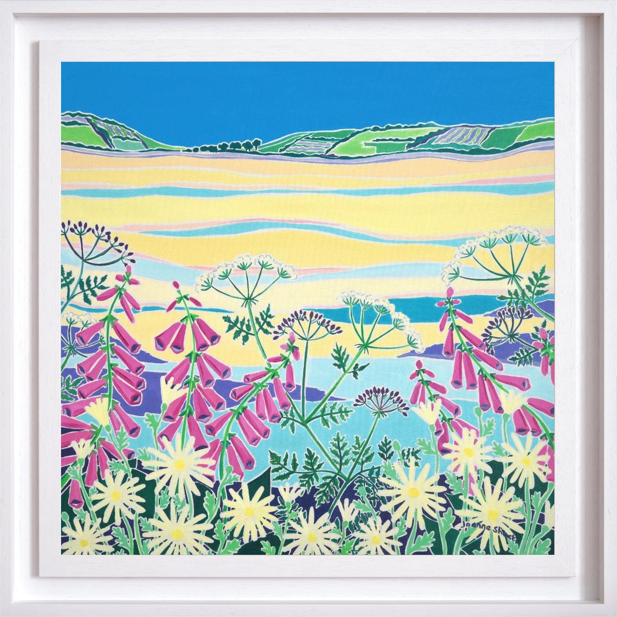 'Wild Flowers at Low Tide, The Camel Estuary'. 24x24 inches oil on canvas. Painting of Cornwall by Cornish Artist Joanne Short Joanne Short