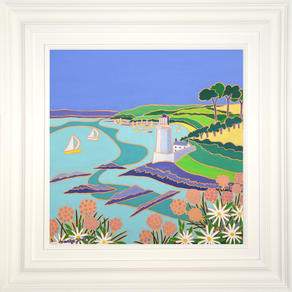 'Sea Pinks and Daisies, St Anthony Lighthouse',
18x18 inches oil on canvas. Painting by Cornish Artist Joanne Short