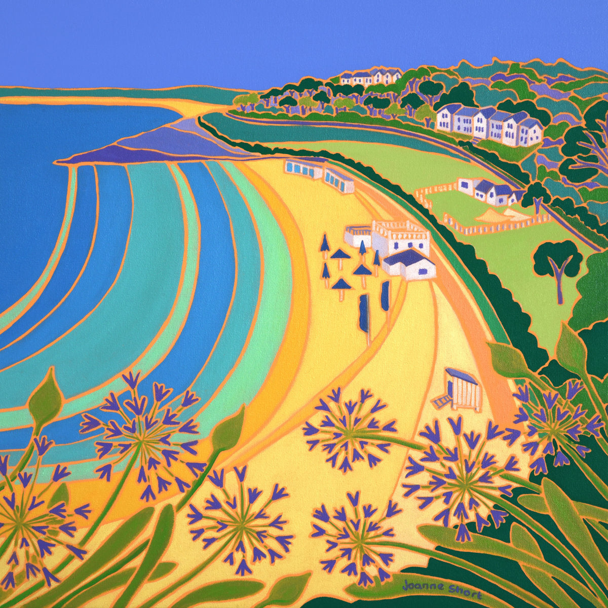 'Early Morning, Porthminster Beach, St Ives',
18 x 18 inches, oil on canvas. Painting by Cornish Artist Joanne Short. Cornish Art from our Cornwall Art Gallery