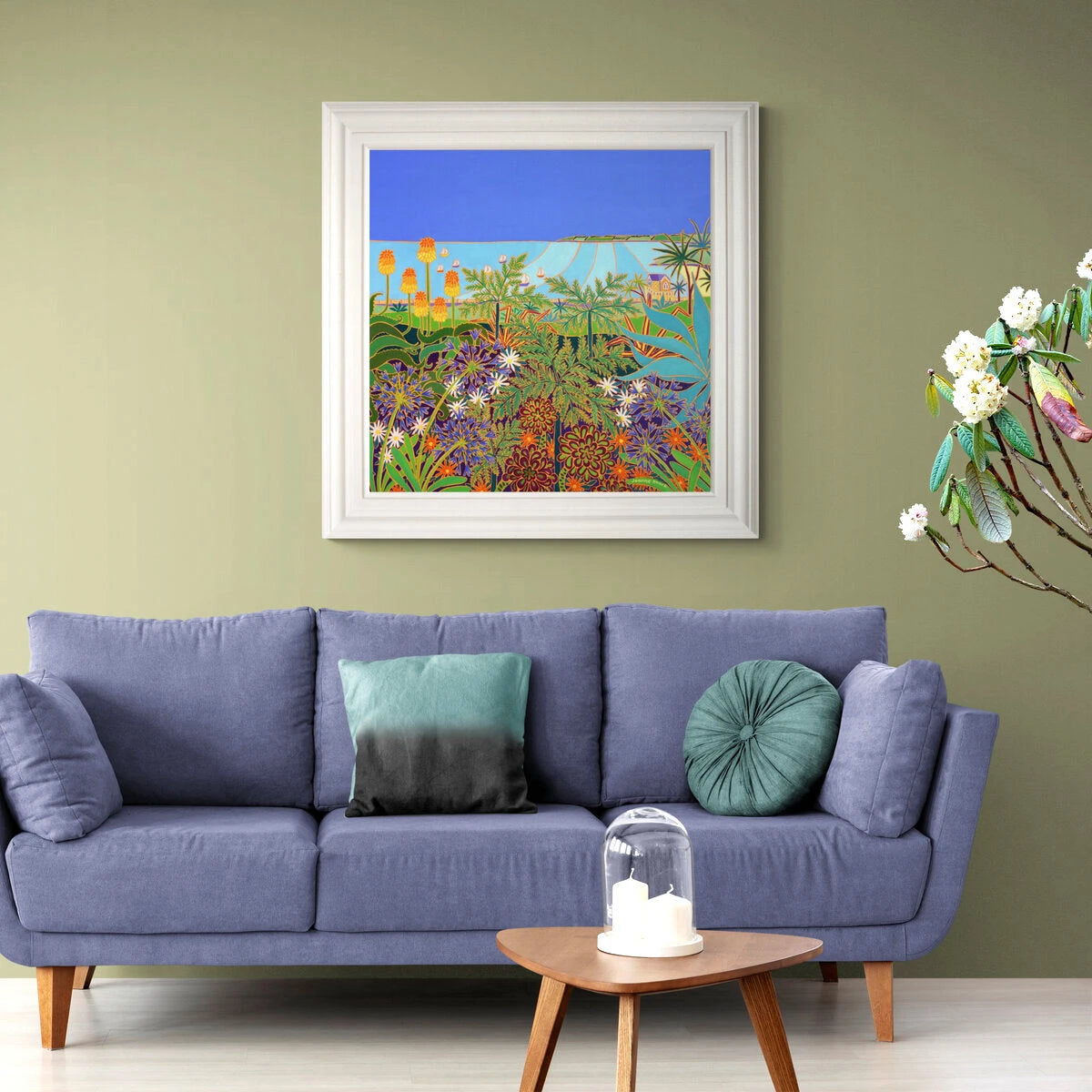 'Seaside View from Gyllyngdune Gardens, Falmouth', 30x30 inches oil on canvas. Painting by Cornish Artist Joanne Short. Joanne Short